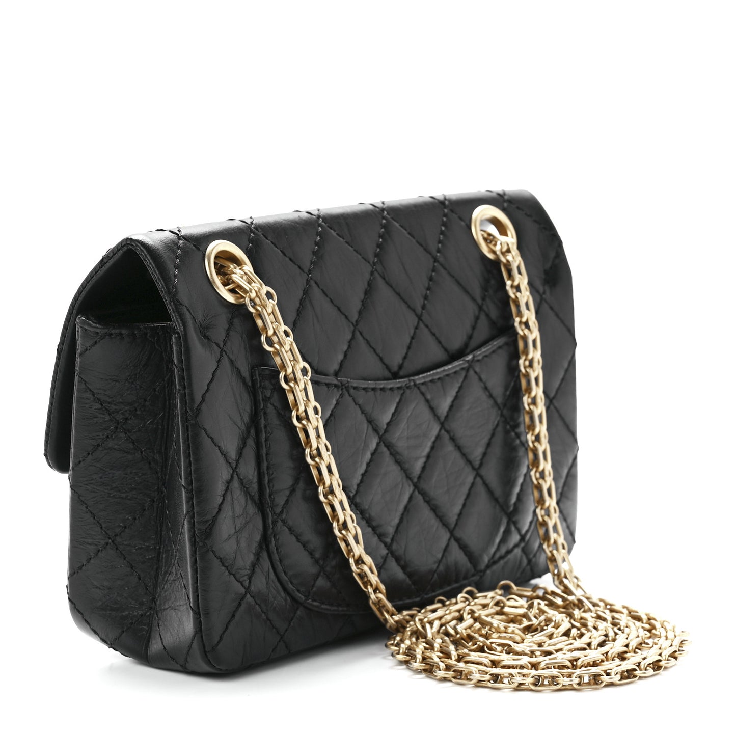 Aged Calfskin Quilted 2.55 Reissue Mini Flap Black