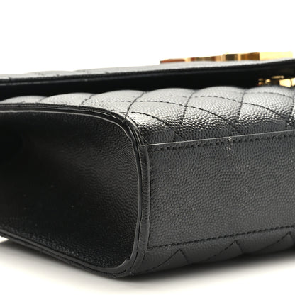 Saint Laurent Grain De Poudre Textured Mixed Matelasse Triquilt Medium Monogram Satchel Black 7 of 8