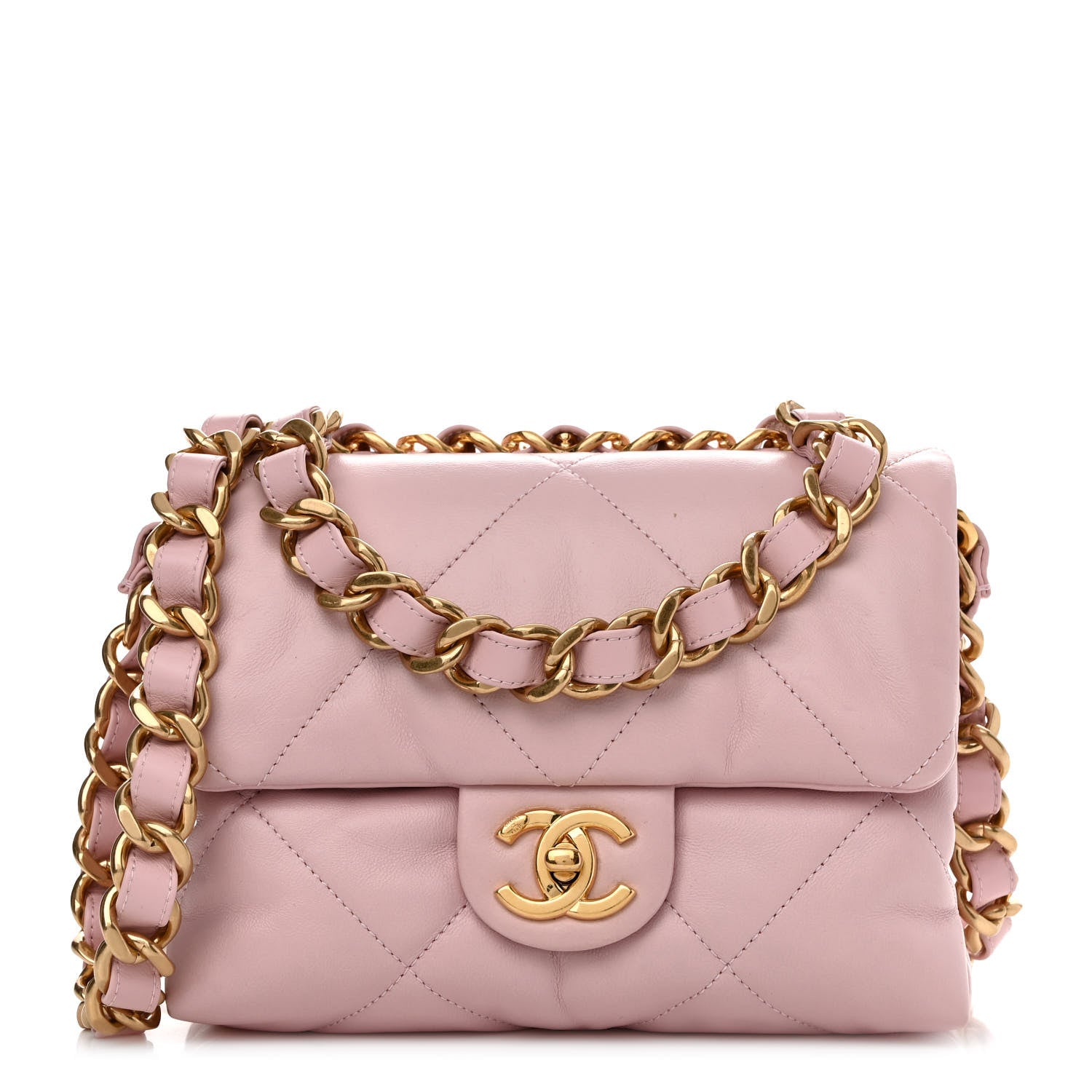Chanel Lambskin Quilted Small Chain Top Handle Flap Rose Clair 1 of 15