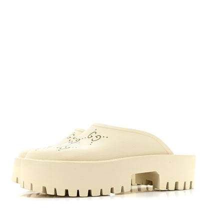 Gucci Rubber GG Monogram Perforated Elea Platform 55mm Lug Sole Sandals 39 Mystic White 3 of 16