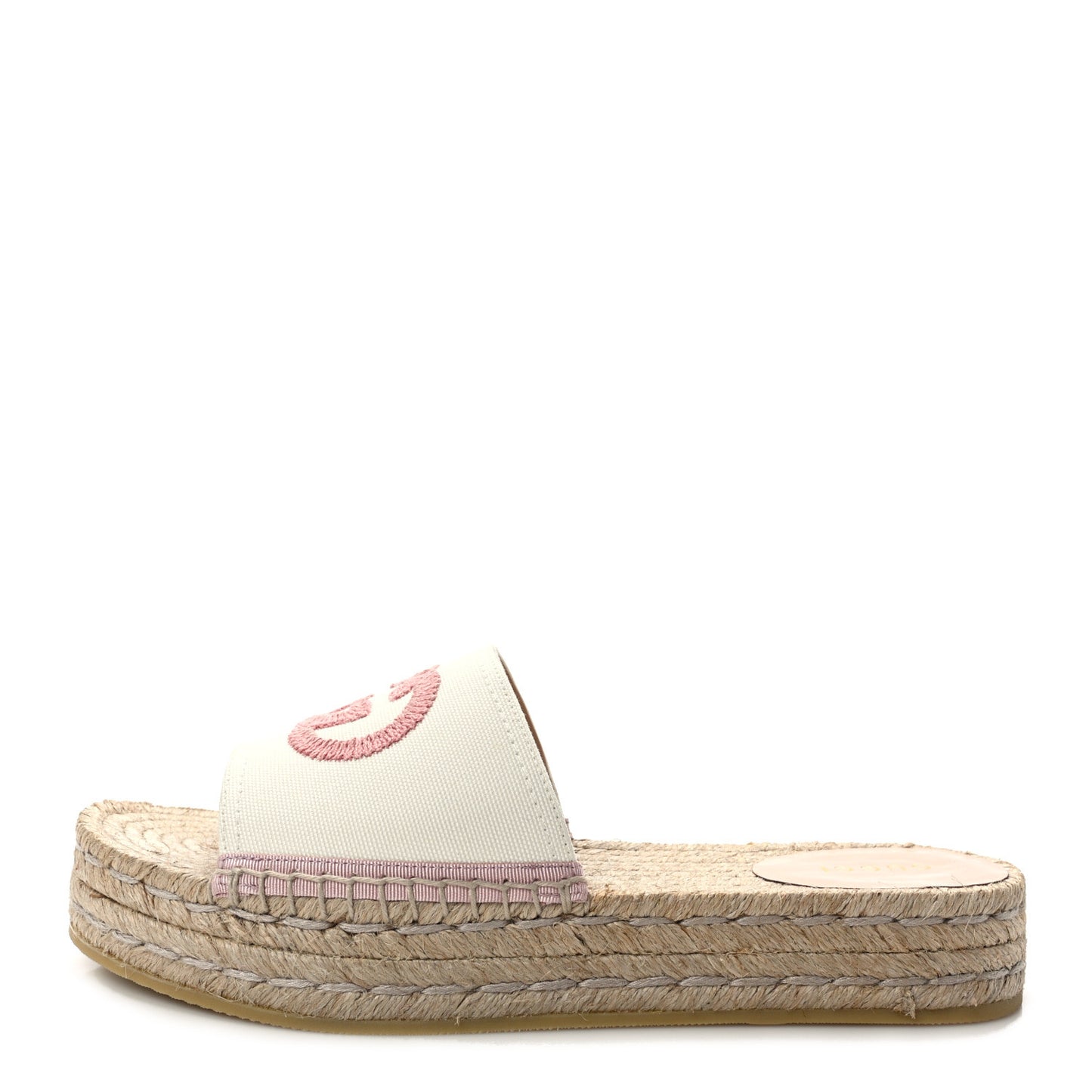Canvas Interlocking G Espadrille Slide Sandals 38 Mystic White Shell