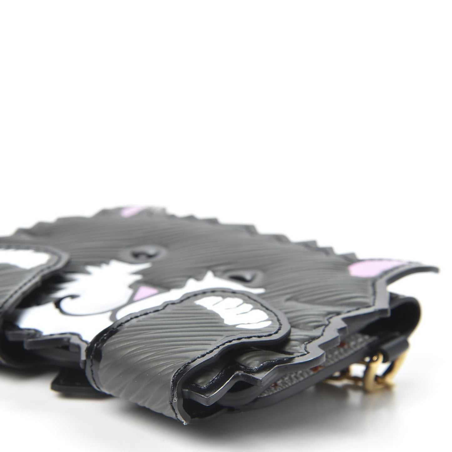Epi Catogram Calfskin Cat Card Holder Black