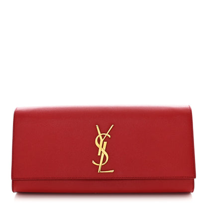 Saint Laurent Grain De Poudre Classic Monogram Cassandre Clutch New Red 1 of 15
