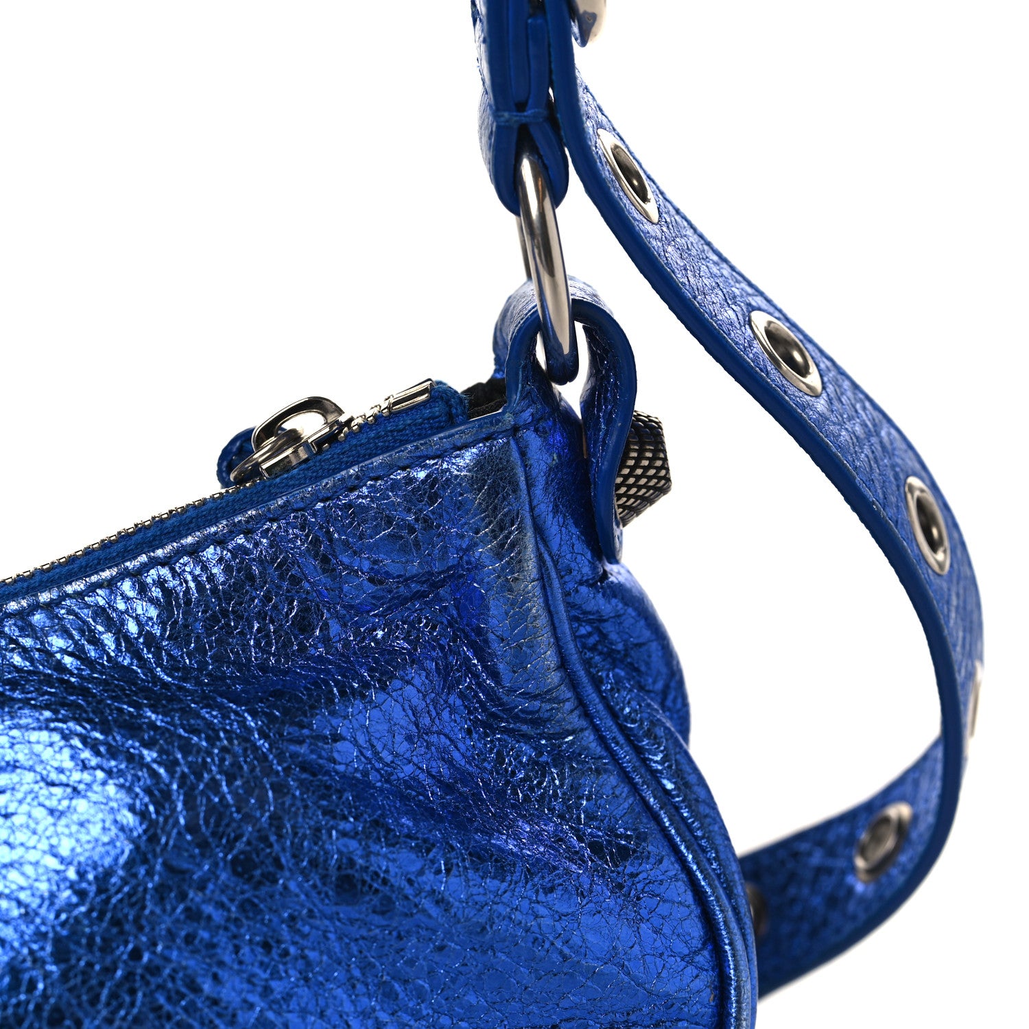 Balenciaga Metallic Arena Agneau Le Cagole Shoulder Bag XS Blue 10 of 13