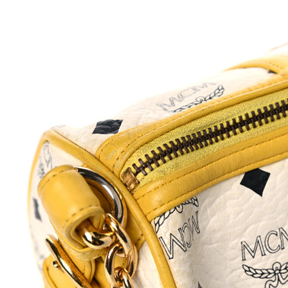 MCM Visetos Barrel Bag White Yellow 18 of 23