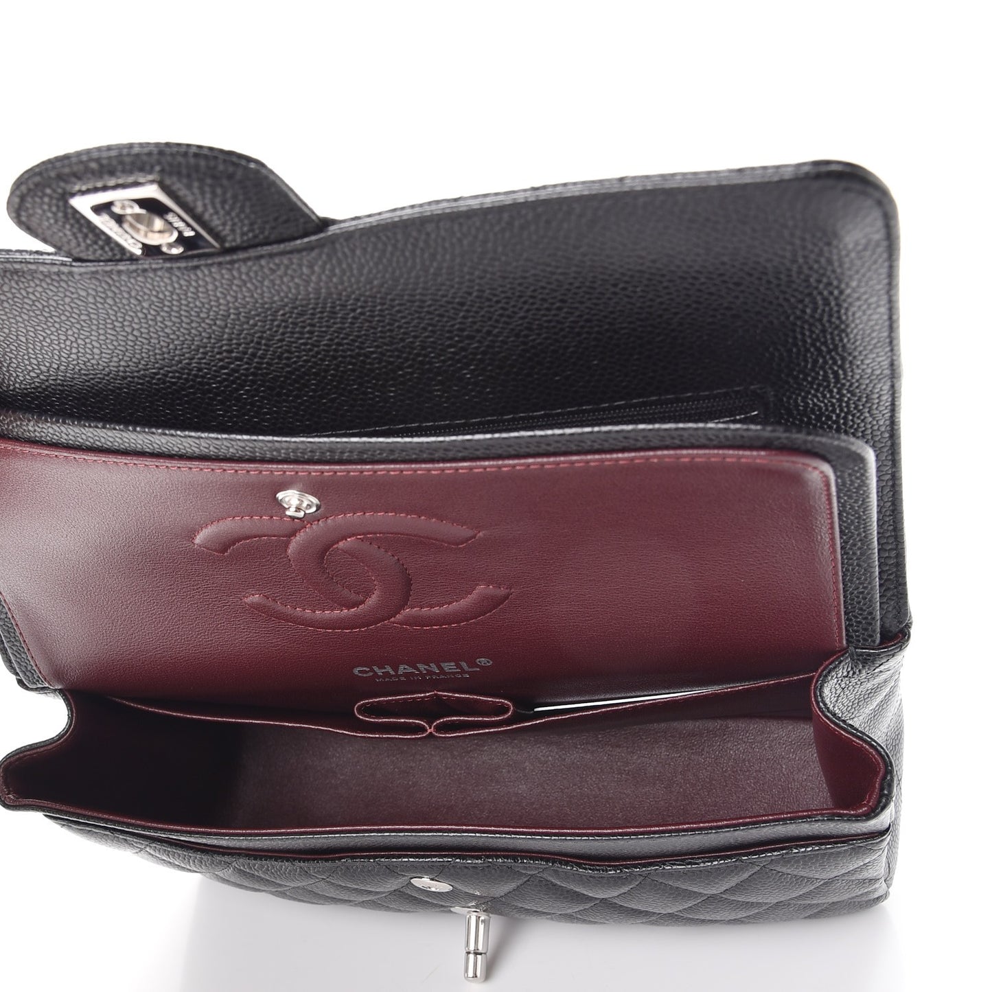 Caviar Quilted Medium Double Flap Black