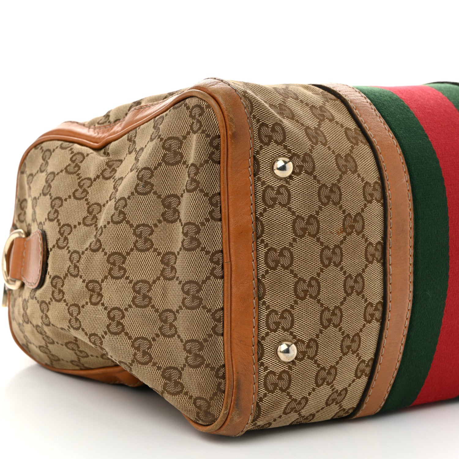 Gucci Monogram Vintage Web Medium Boston Tan 9 of 16