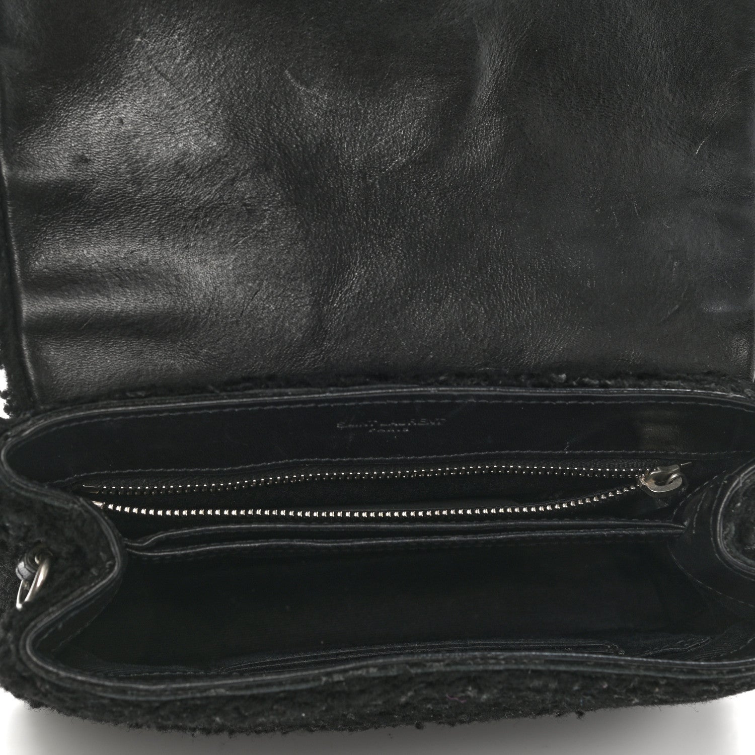 Saint Laurent Shearling Toy Loulou Shoulder Bag Black 5 of 11