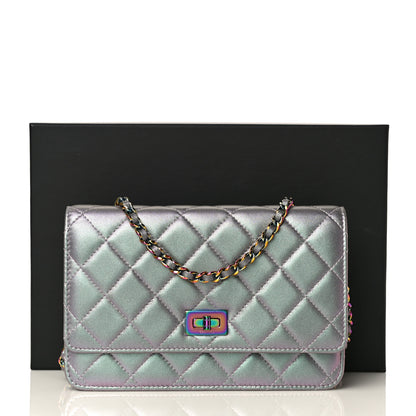 Chanel Iridescent Lambskin Quilted Reissue Wallet On Chain WOC Light Purple 12 of 12