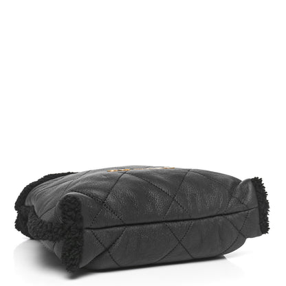 Chanel Aged Lambskin Shearling Quilted Small Chanel 22 Black 6 of 12