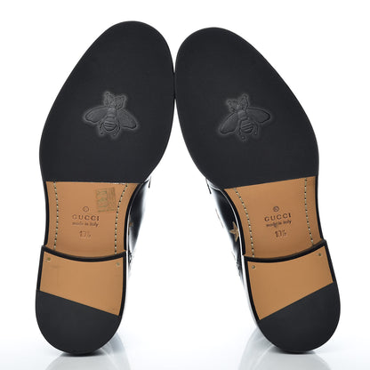 Gucci Calfskin Sylvie Web Bee Star Embroidered Mens Brogue Captoe Boots 10.5 Black 8 of 12
