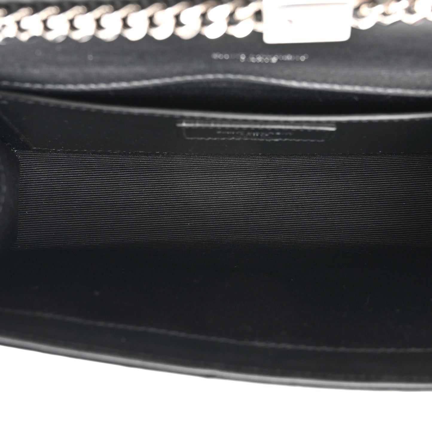 Patent Textured Striped Small Classic Monogram Kate Tassel Satchel Black