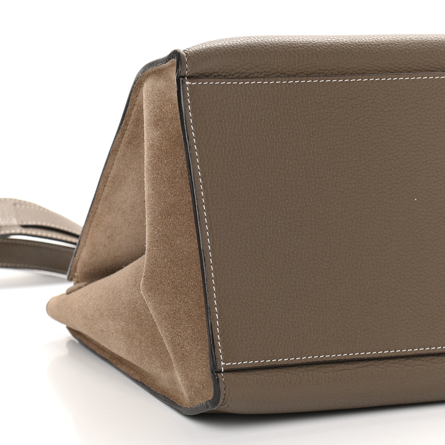 Celine Drummed Calfskin Suede Medium Trapeze Souris 7 of 8