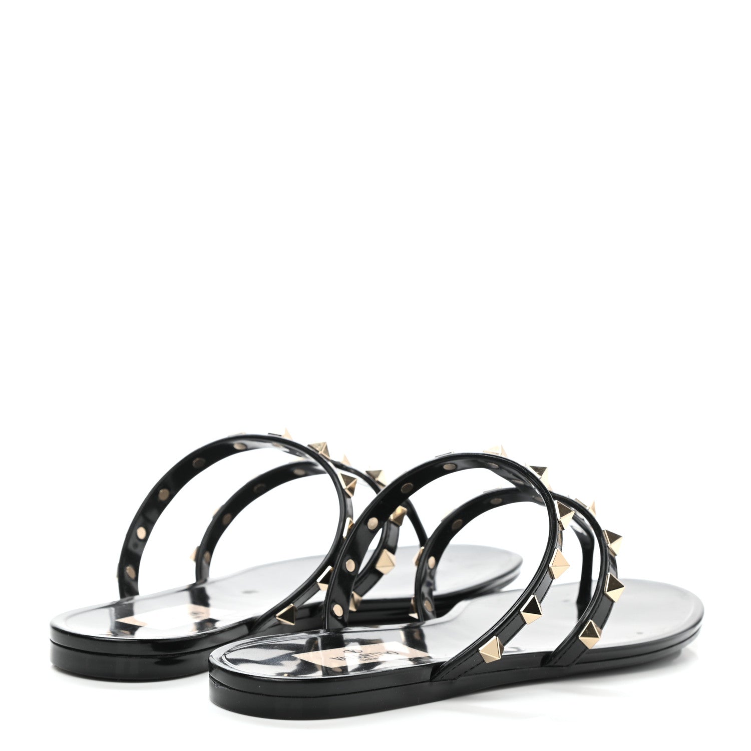 Valentino Garavani PVC Jelly Rockstud Caged Flat Thong Sandals 37 Black 4 of 10