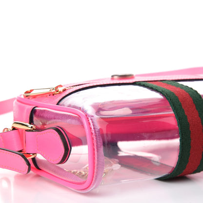 Gucci Vinyl Web Mini Ophidia Transparent Shoulder Bag Fluorescent Fuchsia 5 of 9