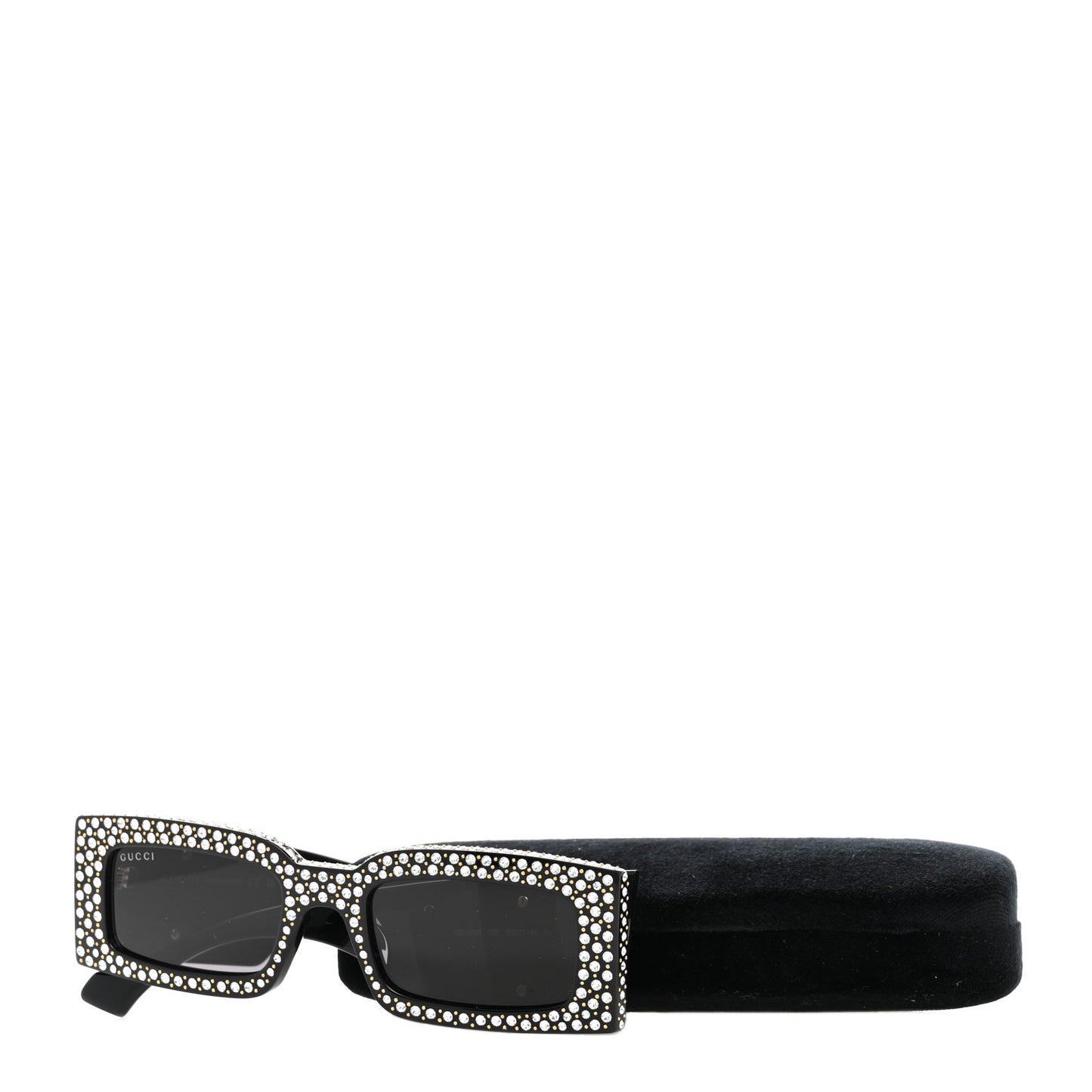 Acetate Rectangular Crystal Sunglasses GG1425S Black