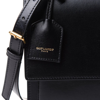 Saint Laurent Smooth Calfskin Medium Monogram Sunset Satchel Black 9 of 11