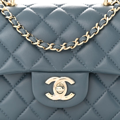 Chanel Lambskin Quilted Mini Top Handle Rectangular Flap Blue 8 of 11