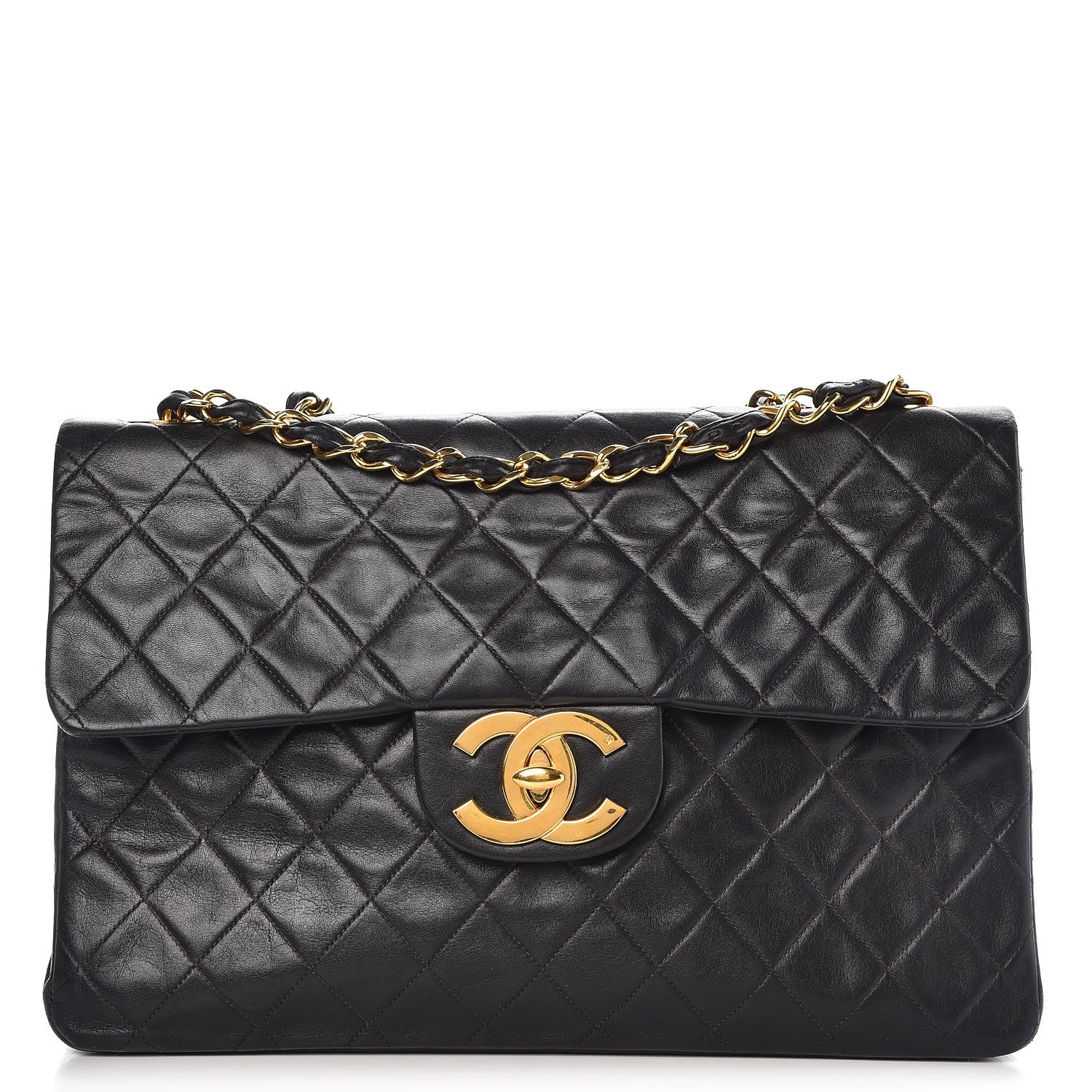 Chanel Lambskin Quilted XL Jumbo Single Flap Black 1 of 15
