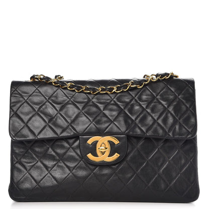 Chanel Lambskin Quilted XL Jumbo Single Flap Black 1 of 15