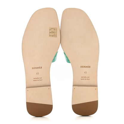 Hermes Shiny Alligator Oran Sandals 41 Vert Jade 5 of 9