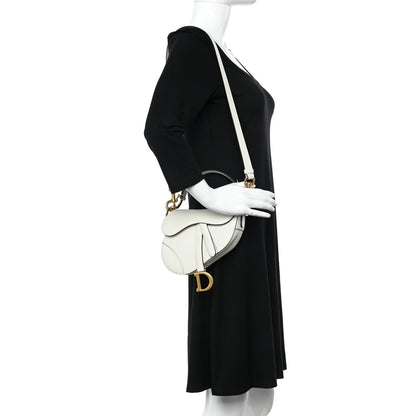 Christian Dior Grained Calfskin Mini Saddle Bag With Strap White 2 of 11