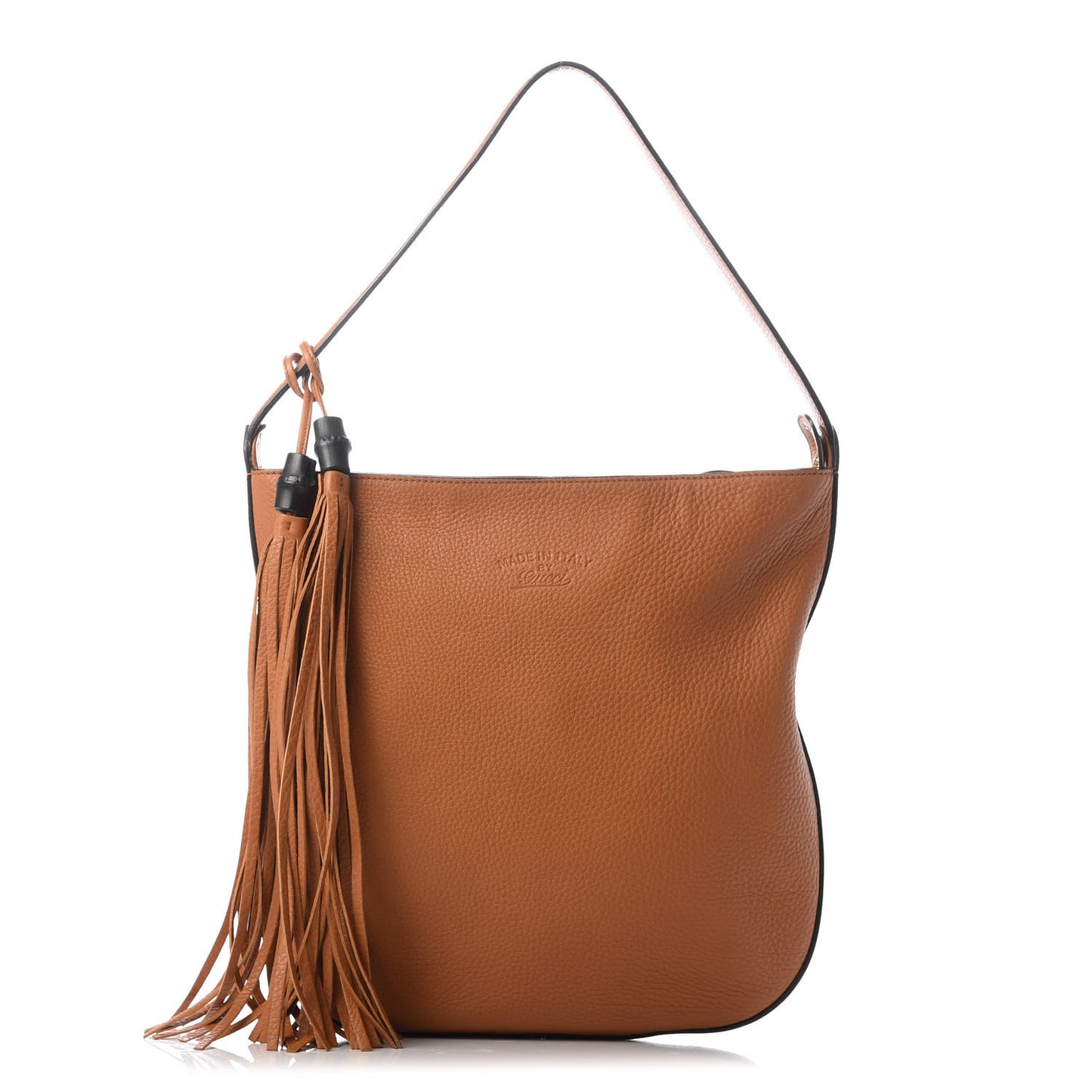 Pebbled Calfskin Lady Tassel Hobo Bag Brown