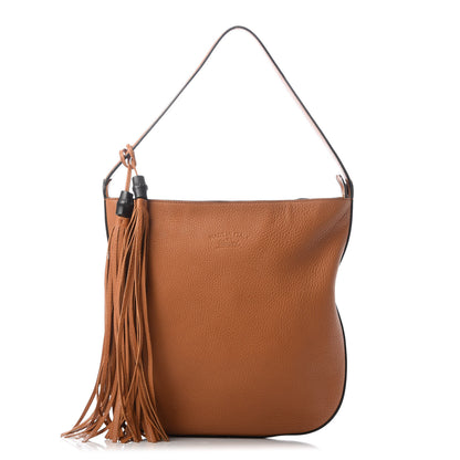 Gucci Pebbled Calfskin Lady Tassel Hobo Bag Brown 1 of 9