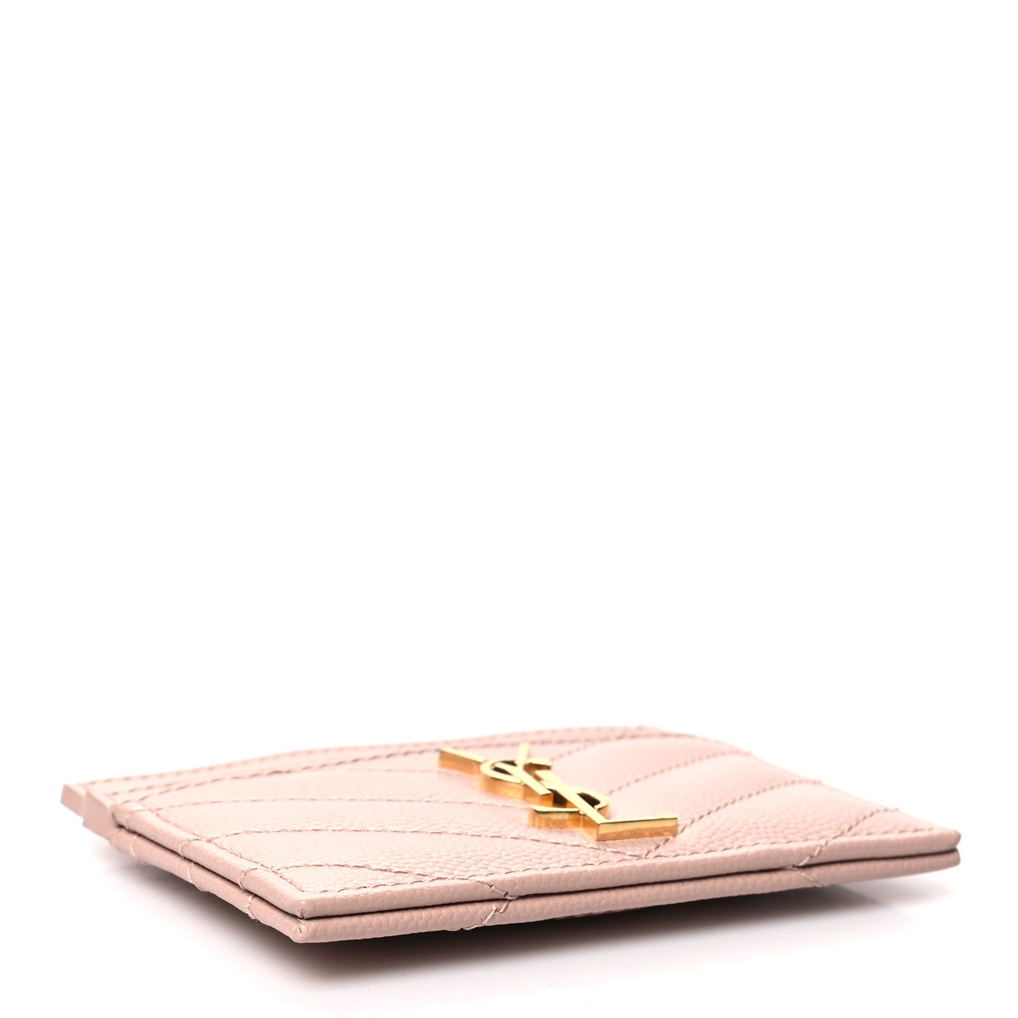 Grain De Poudre Matelasse Chevron Monogram Credit Card Case Pale Pink