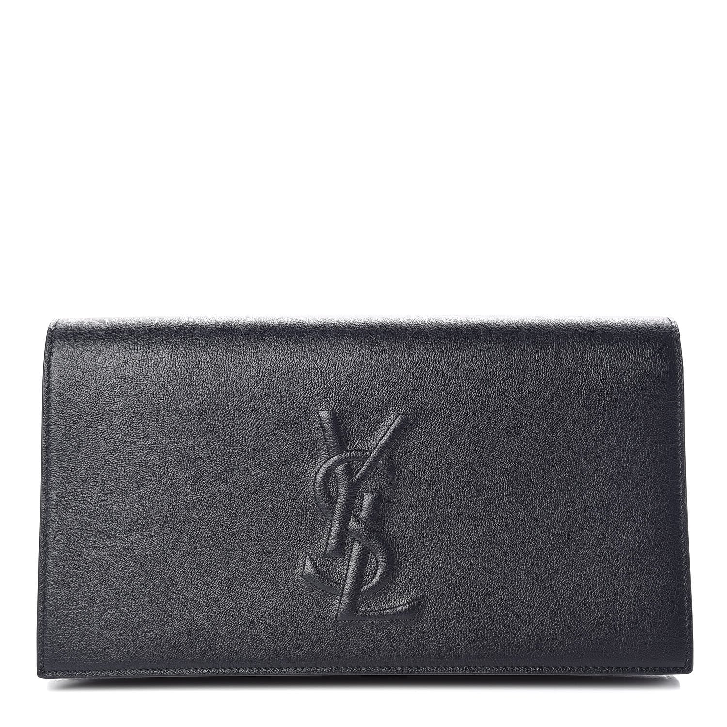 Saint Laurent Calfskin Monogram Large Belle De Jour Clutch Navy 1 of 9