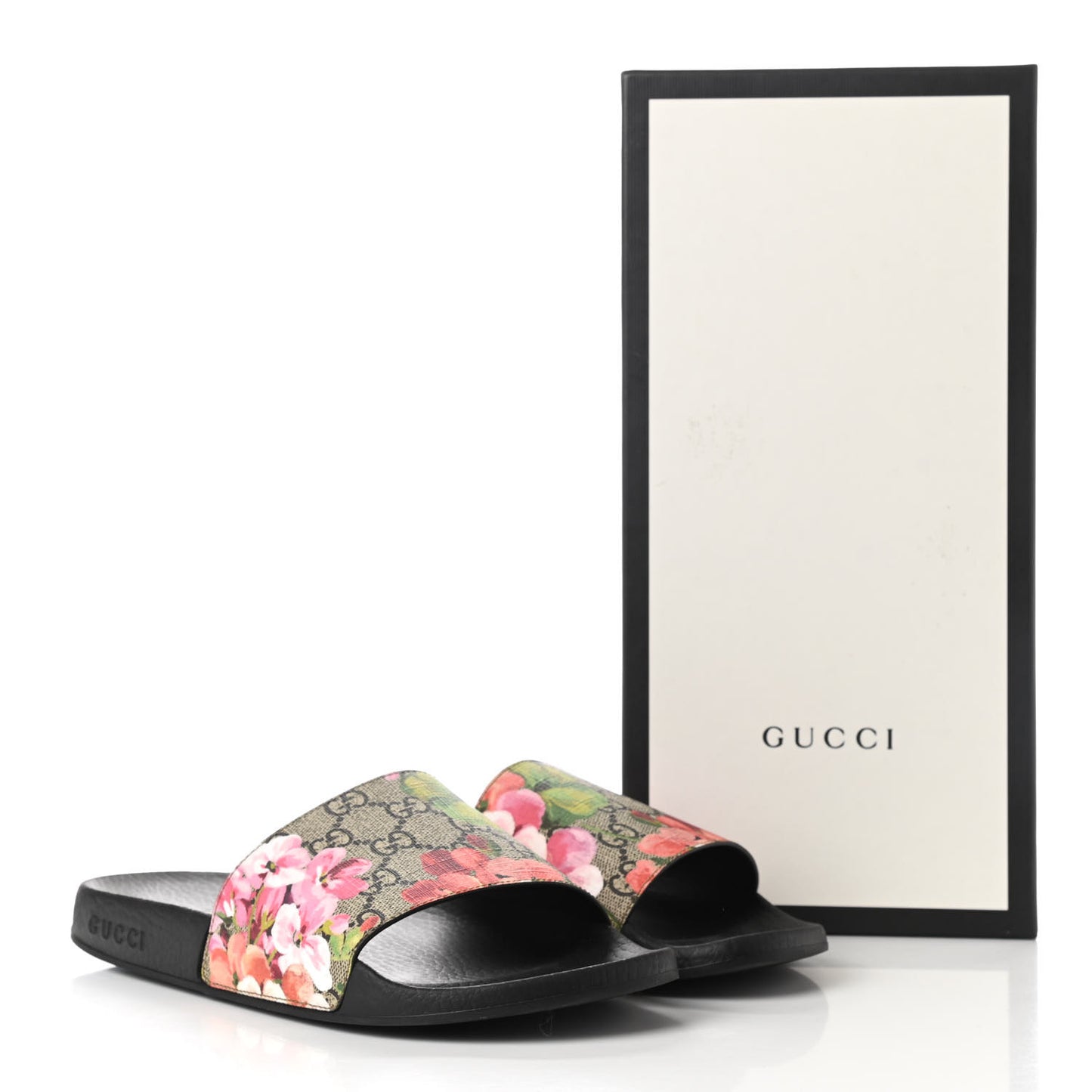 GG Supreme Monogram Blooms Slide Sandals 39 Beige Multicolor