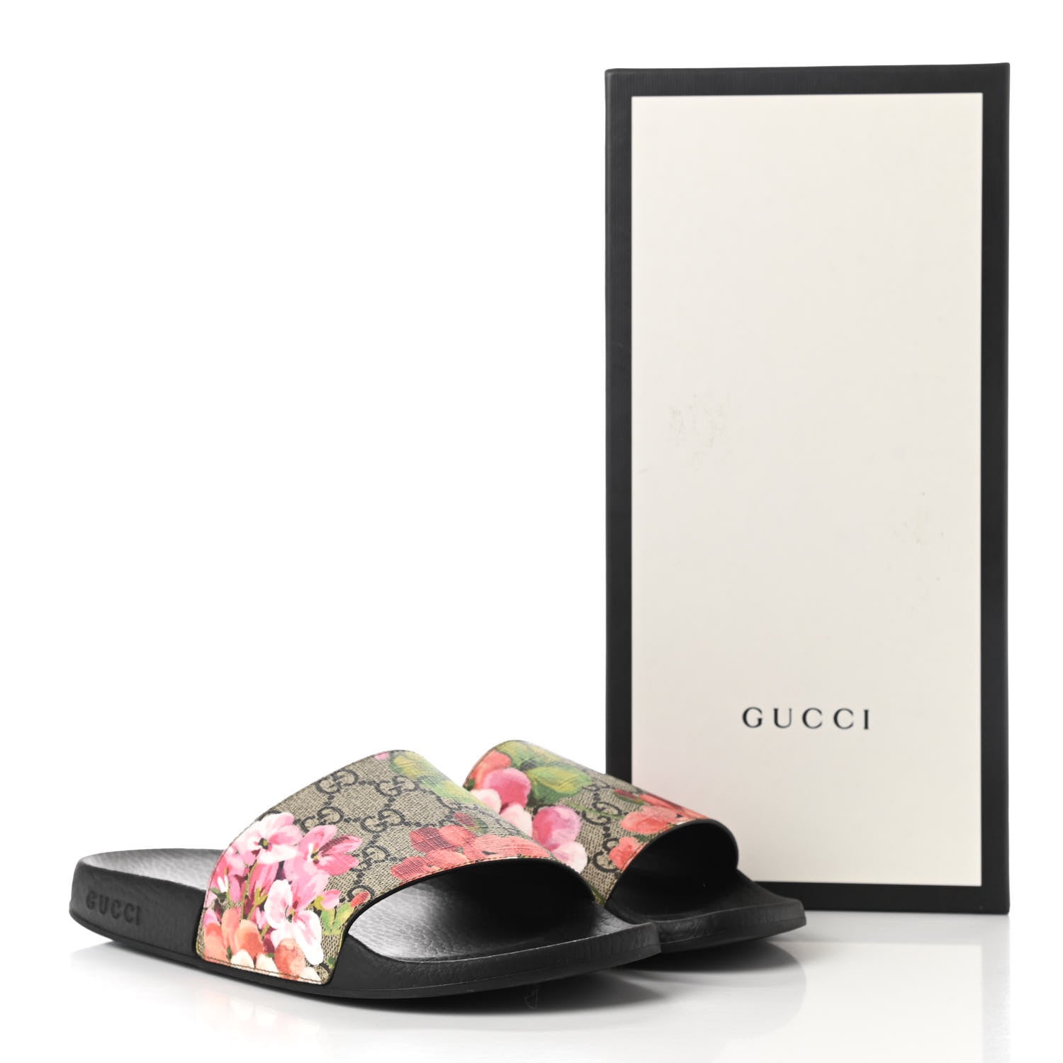 Gucci GG Supreme Monogram Blooms Slide Sandals 39 Beige Multicolor 8 of 8