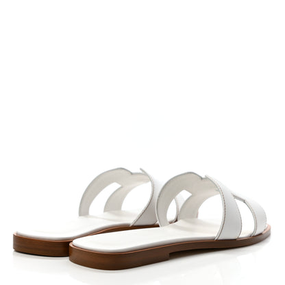 Hermes Box Calfskin Oran Sandals 37.5 White 4 of 8