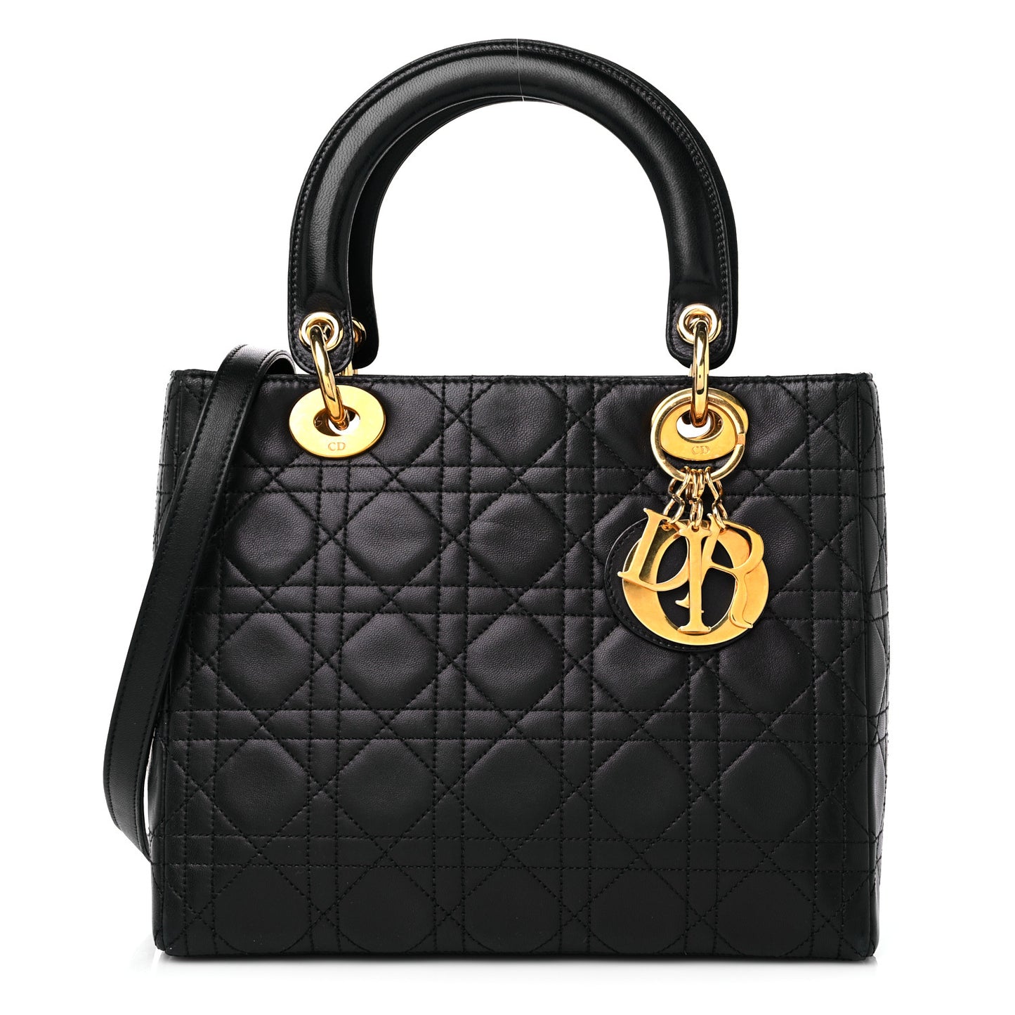Lambskin Cannage Medium Lady Dior Black