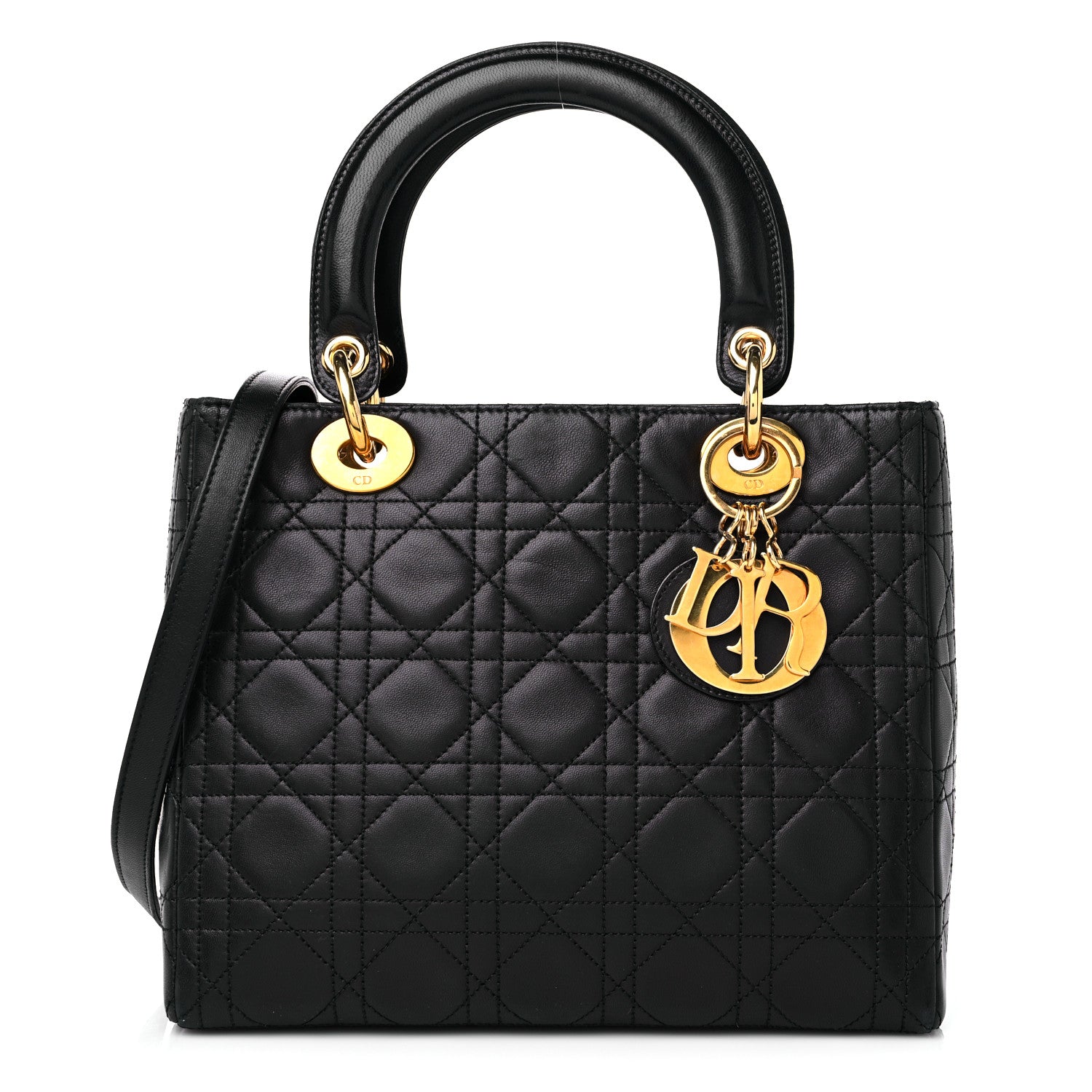 Christian Dior Lambskin Cannage Medium Lady Dior Black 1 of 15