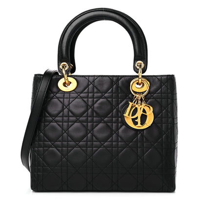 Christian Dior Lambskin Cannage Medium Lady Dior Black 1 of 15