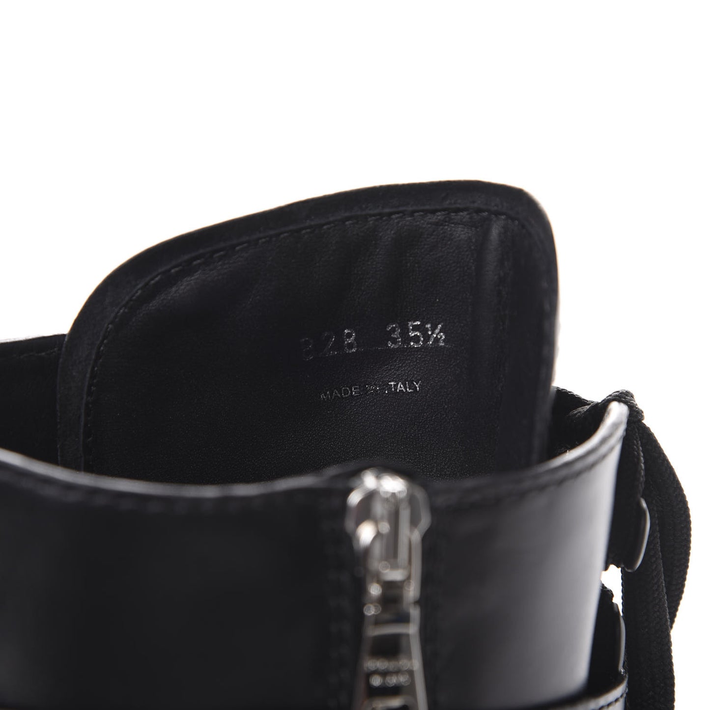 Vitello Lux Nylon Metal Triangle Logo Monolith Pouch Pocket 55mm Tall Combat Boots 35 Black