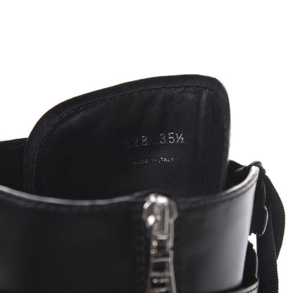 Prada Vitello Lux Nylon Metal Triangle Logo Monolith Pouch Pocket 55mm Tall Combat Boots 35 Black 7 of 8