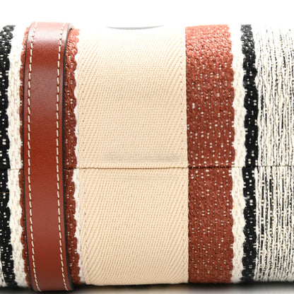 Chloe Woven Linen Large Woody Striped Ribbon Tote Sepia Brown 12 of 13