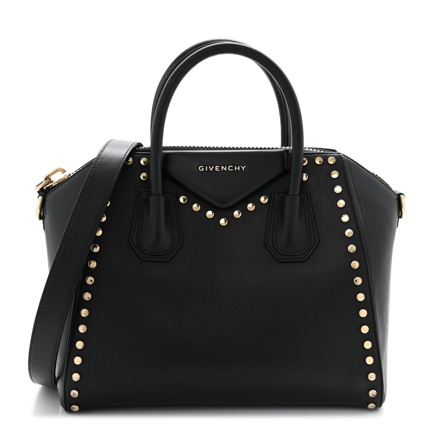 Smooth Calfskin Small Studded Antigona Black