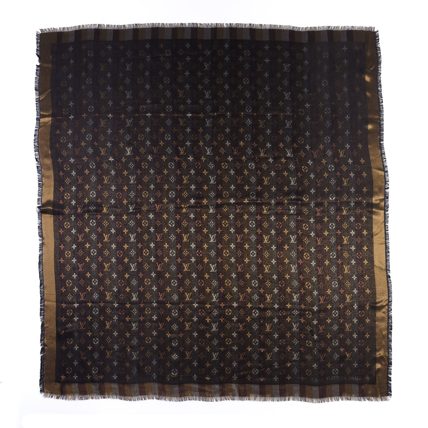 Silk Lurex Wool So Shine Monogram Shawl Black