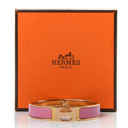 Hermes Enamel Narrow Clic Clac H Bracelet PM Rose Velours 6 of 6