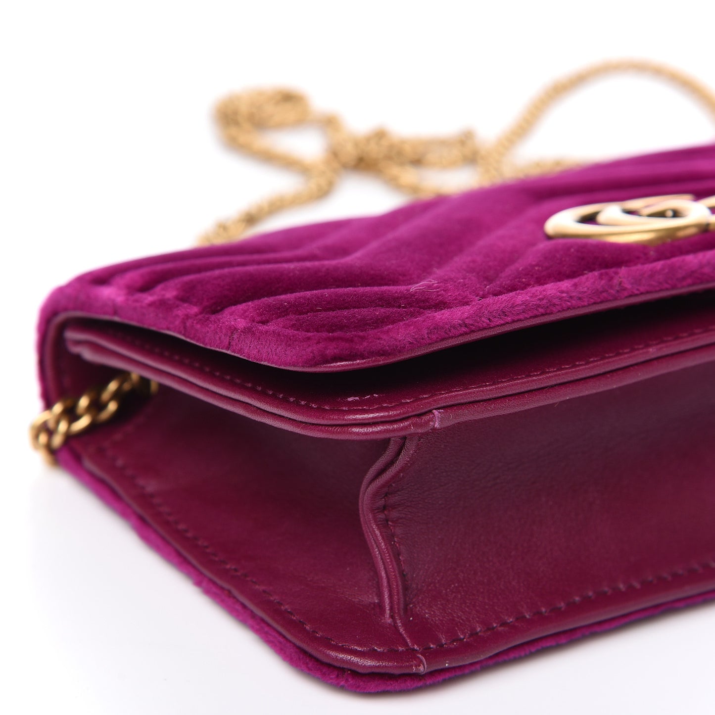 Velvet Matelasse GG Marmont Mini Bag Fuchsia Violet Cyclamen