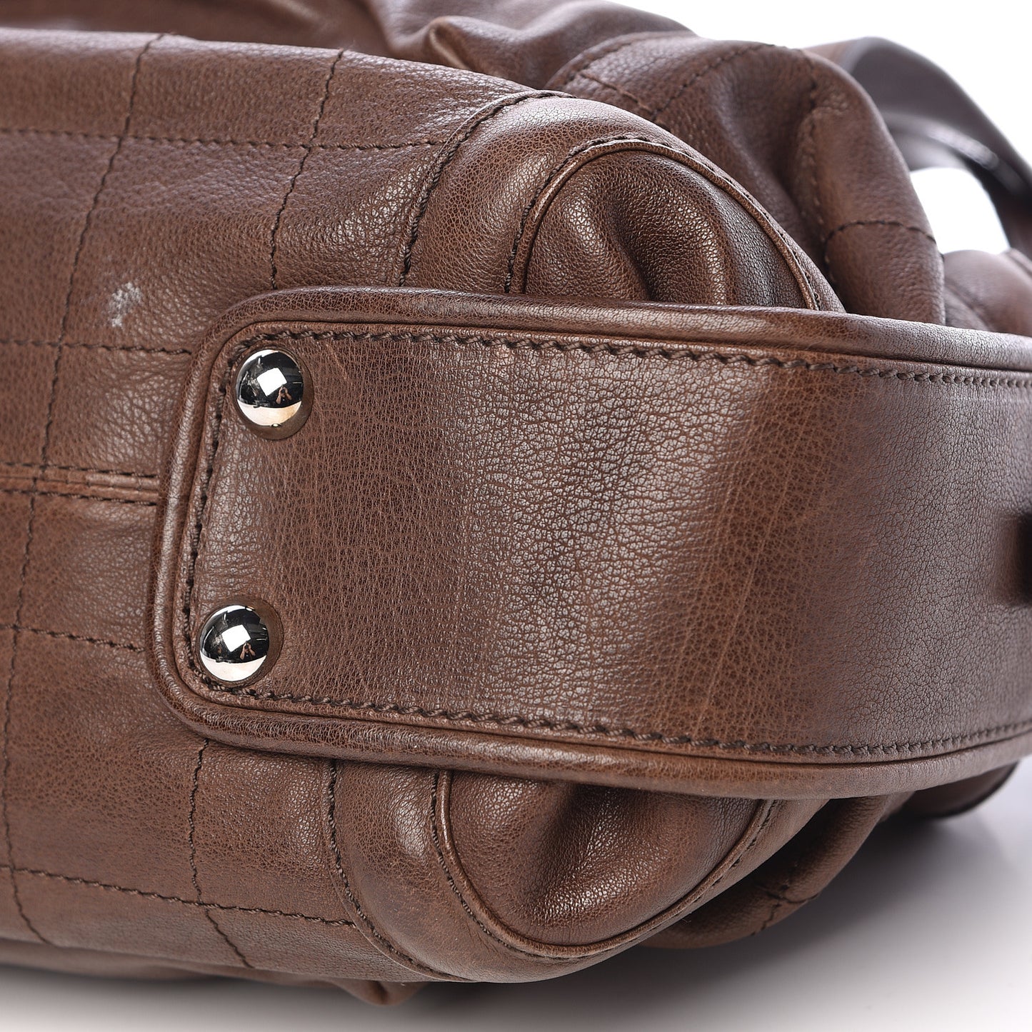 Calfskin Stitched Outdoor Ligne Bowler Brown