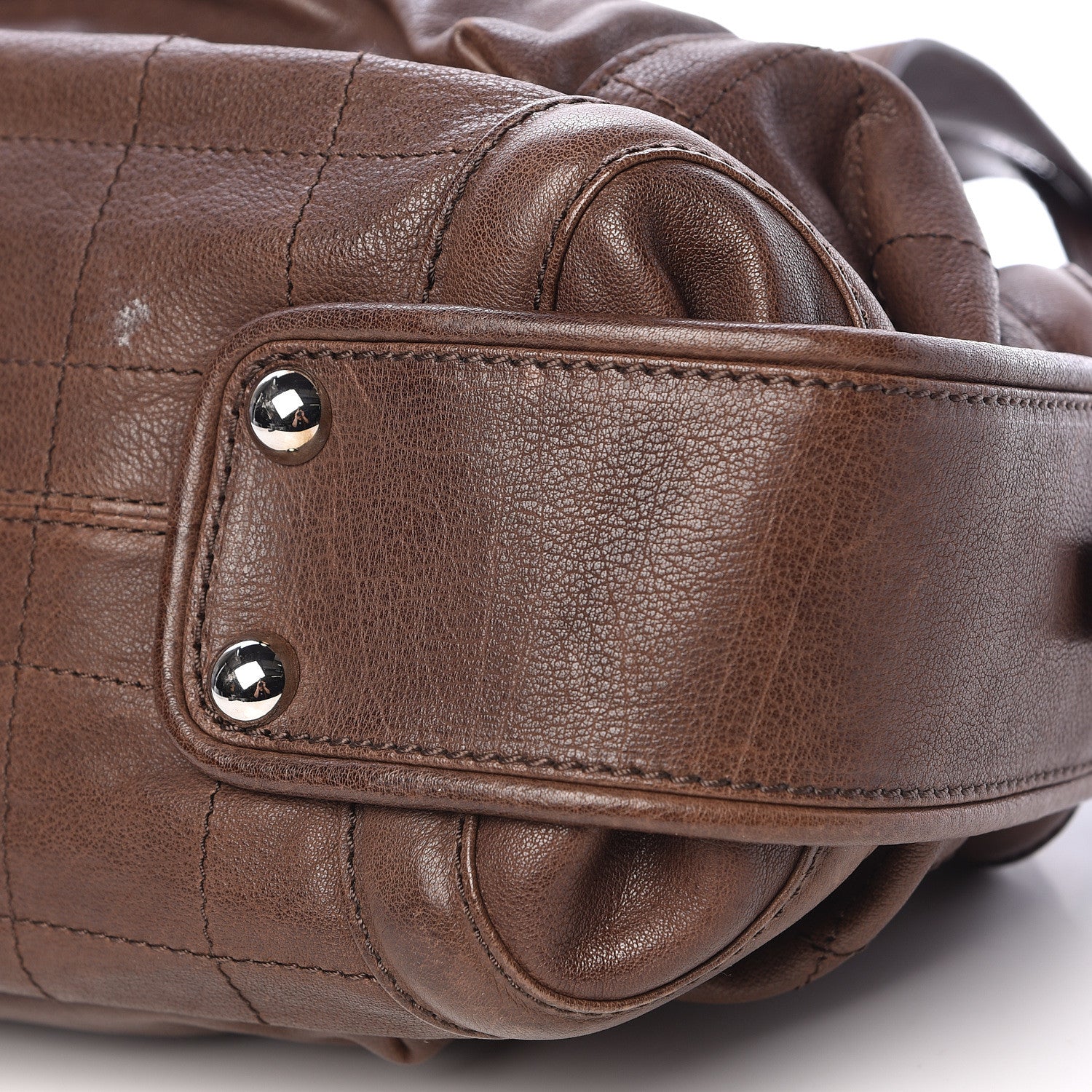 Chanel Calfskin Stitched Outdoor Ligne Bowler Brown 10 of 14