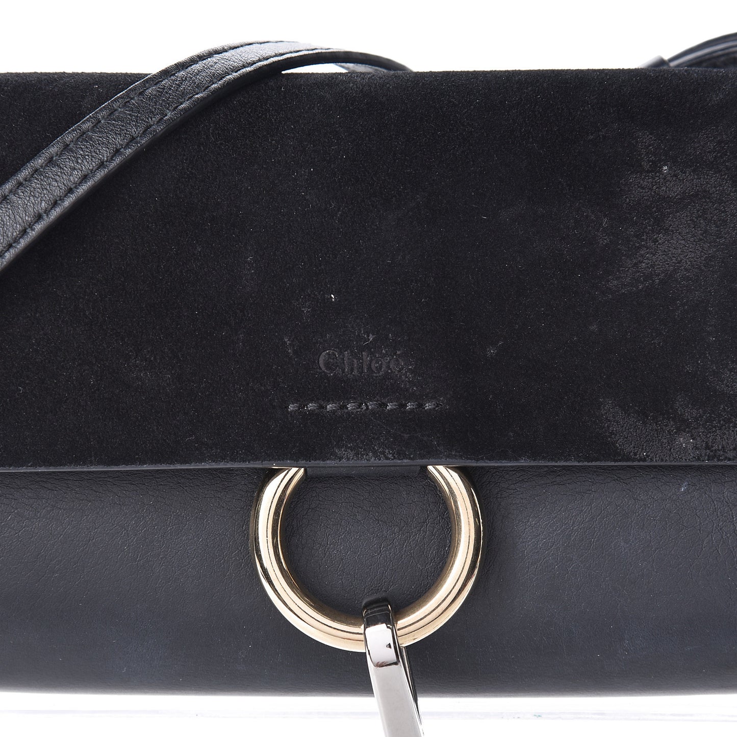 Suede Calfskin Mini Faye Shoulder Bag Black