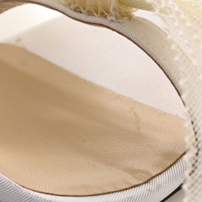 Jimmy Choo Grosgrain Asymmetric Mesh Fascinator Aveline 100 Bow Sandals 41 Latte 10 of 11