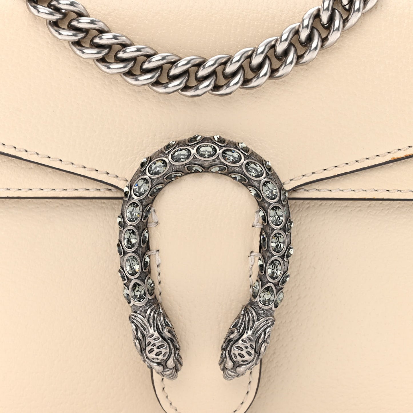 Textured Calfskin Crystal Mini Dionysus Shoulder Bag Mystic White
