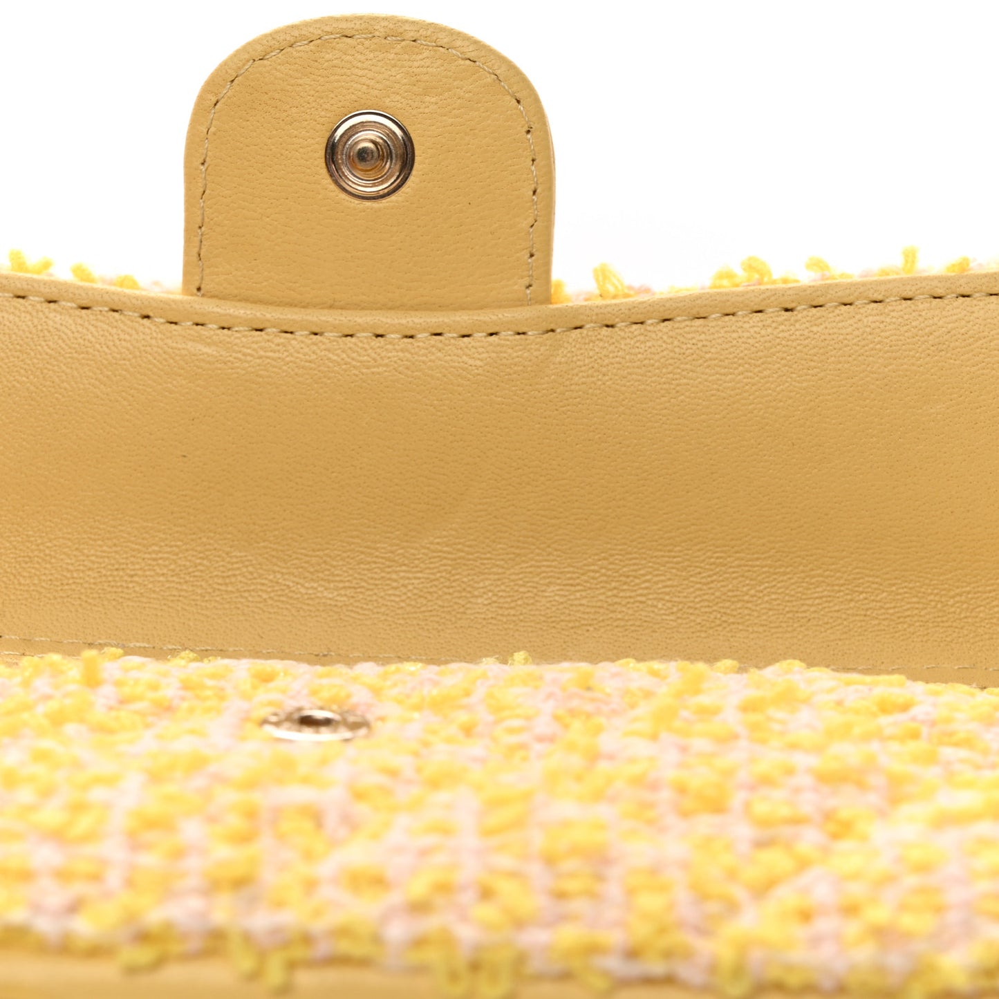 Tweed Quilted iPhone XII Pro Max Case With Chain Yellow Pink