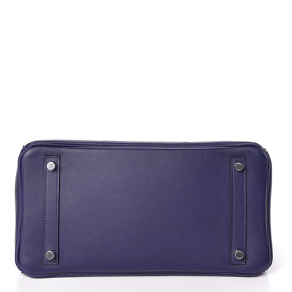Hermes Swift Epsom Tressage Birkin 30 Bleu Encre Bleu Du Nord Gold 6 of 34